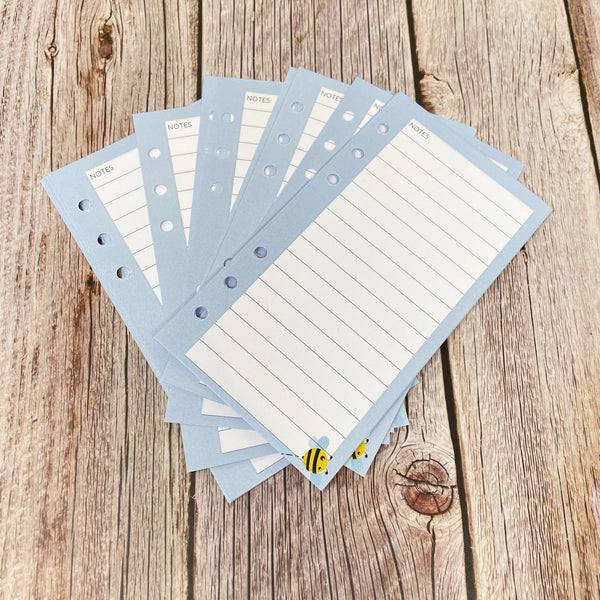 Personal SIze Inserts - 50 Note Pages - Just Bee Awesome Design - Single Sided