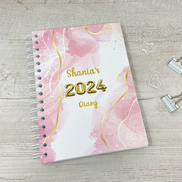 Personalised 2024 Week On Two Page Diary + Bookmark