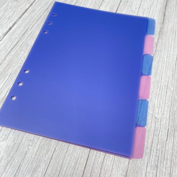 A5 TAB DIVIDER INSERTS - PINK & BLUE