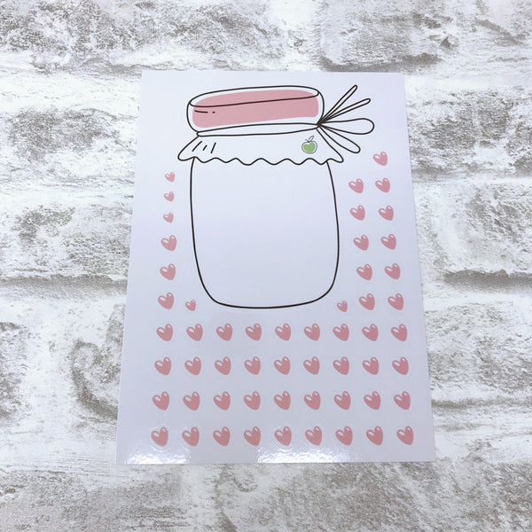 1 Jar & Hearts Sticker Sheet