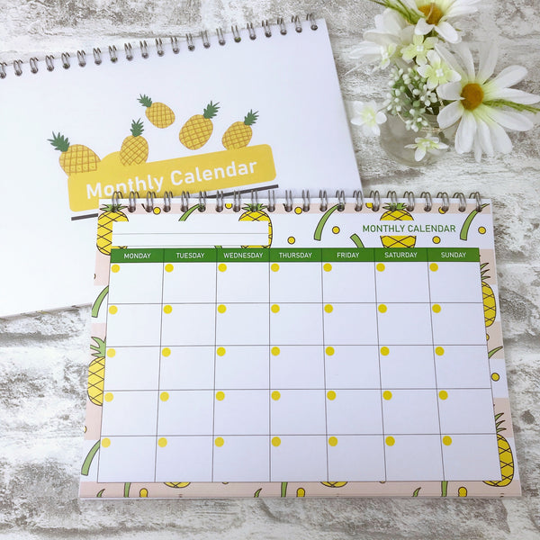 A4 UNDATED MONTHLY PLANNER SPIRAL PAD - PINEAPPLES